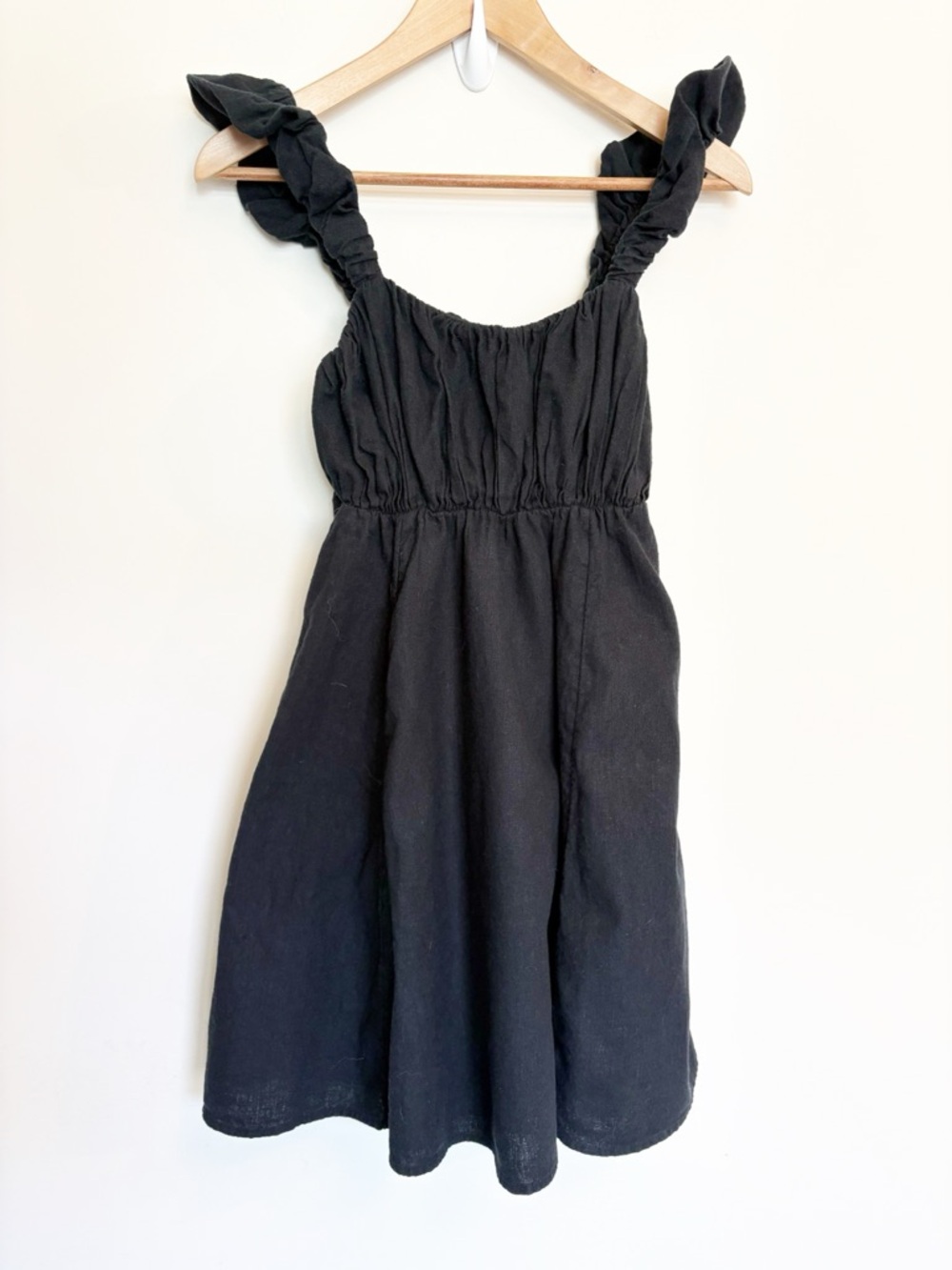 Abercrombie & Fitch Black Mini Dress with Pockets Cotton Linen Blend size small